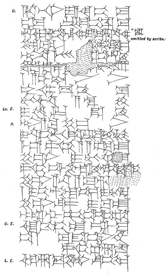 Rubbing of cuneiform tablet YBC 5471